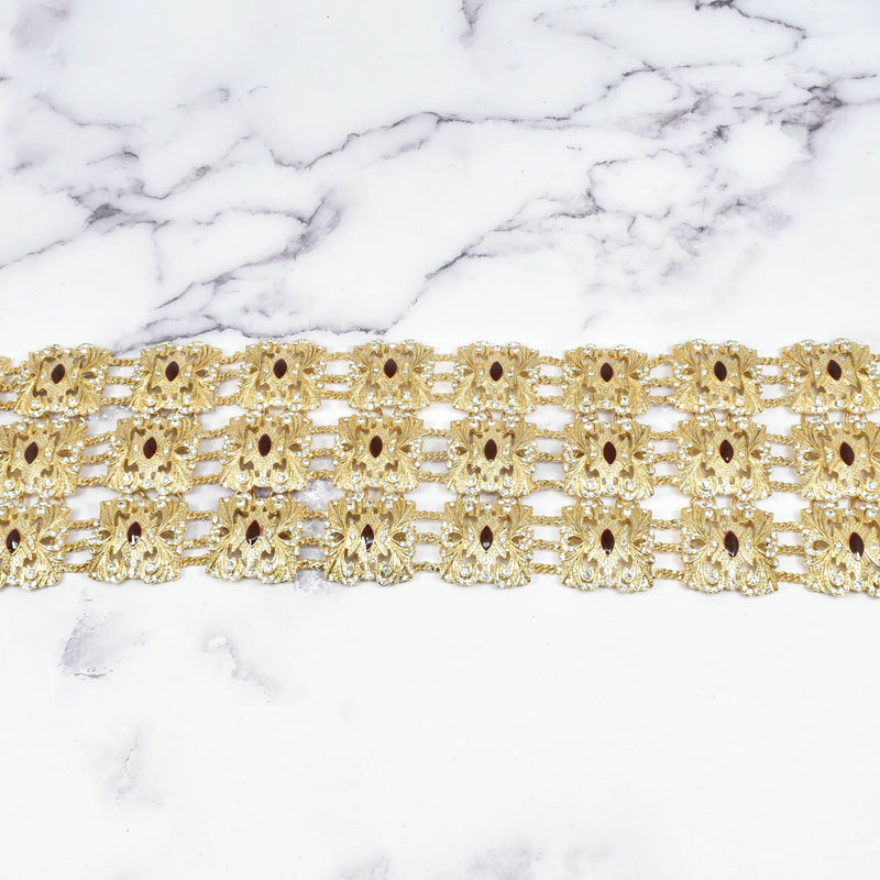 Rhinestone Buckle Applique Gold Square