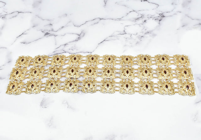Rhinestone Buckle Applique Gold Square