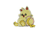 Iron-On Kitty Patch Yellow Hat 2.75in