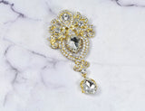 Rhinestone Brooch Pin Crown Silver