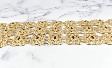 Rhinestone Buckle Applique Gold Square