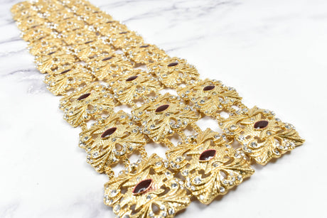 Rhinestone Buckle Applique Gold Square