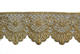 Embroidered Trim Metallic Gold 2.5in