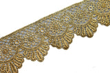 Embroidered Trim Metallic Gold 2.5in