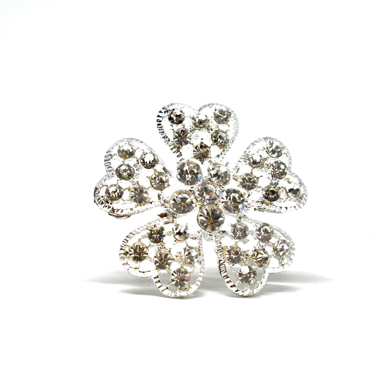 Rhinestone Flower Brooch 2in Sparkly Pin