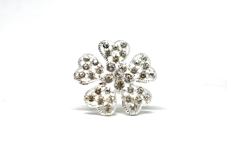 Rhinestone Flower Brooch 2in Sparkly Pin