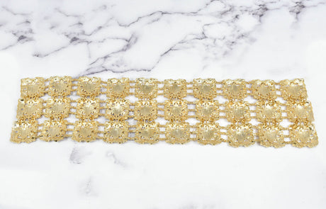 Rhinestone Buckle Applique Gold Square
