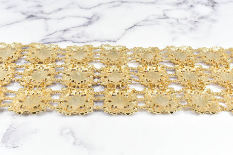 Rhinestone Buckle Applique Gold Square