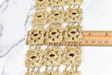 Rhinestone Buckle Applique Gold Square