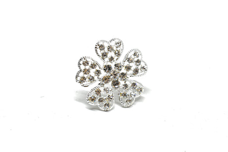 Rhinestone Flower Brooch 2in Sparkly Pin