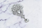 Rhinestone Brooch Pin Crown Silver