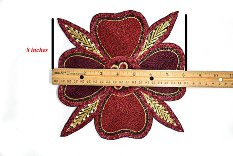 Beaded Floral Sew-On Applique 8x8