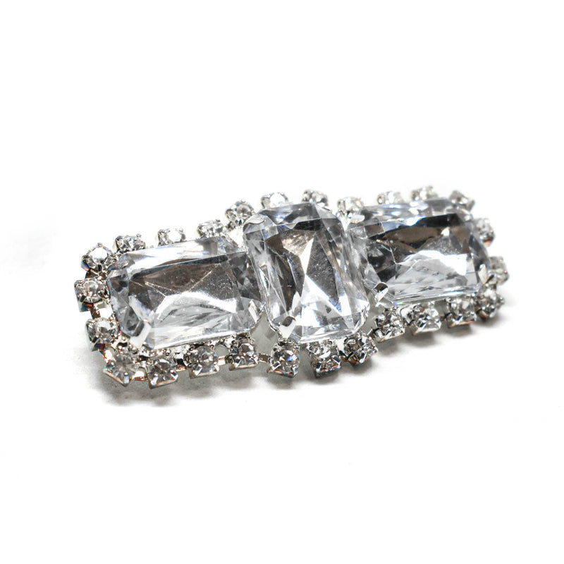 Rhinestone Brooch Pin Chunky Rectangular 2.5in