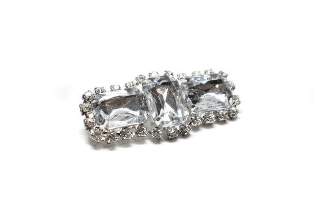 Rhinestone Brooch Pin Chunky Rectangular 2.5in