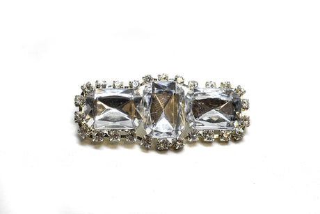 Rhinestone Brooch Pin Chunky Rectangular 2.5in