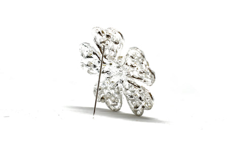 Rhinestone Flower Brooch 2in Sparkly Pin