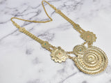 Beaded Necklace with Pearls Gold Teal