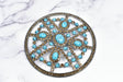 Rhinestone Buckle Turquoise Stone Circular 5.25"