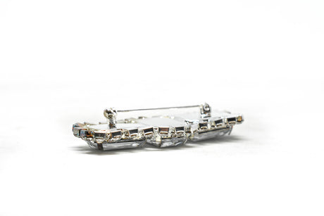 Rhinestone Brooch Pin Chunky Rectangular 2.5in