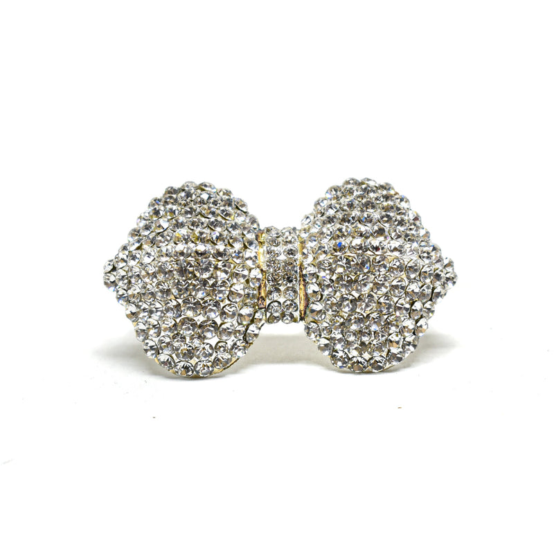 Rhinestone Bow Brooch Crystal 2.25 x 1.25