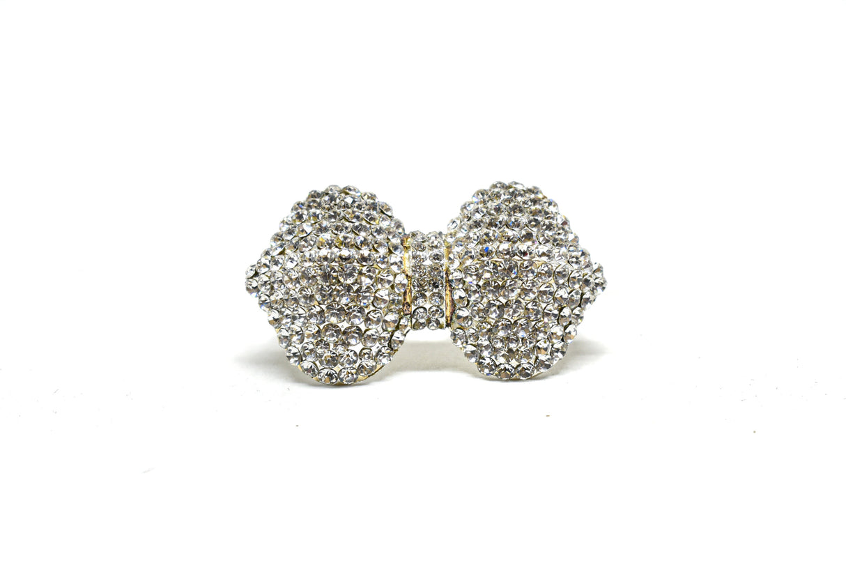 Rhinestone Bow Brooch Crystal 2.25 x 1.25