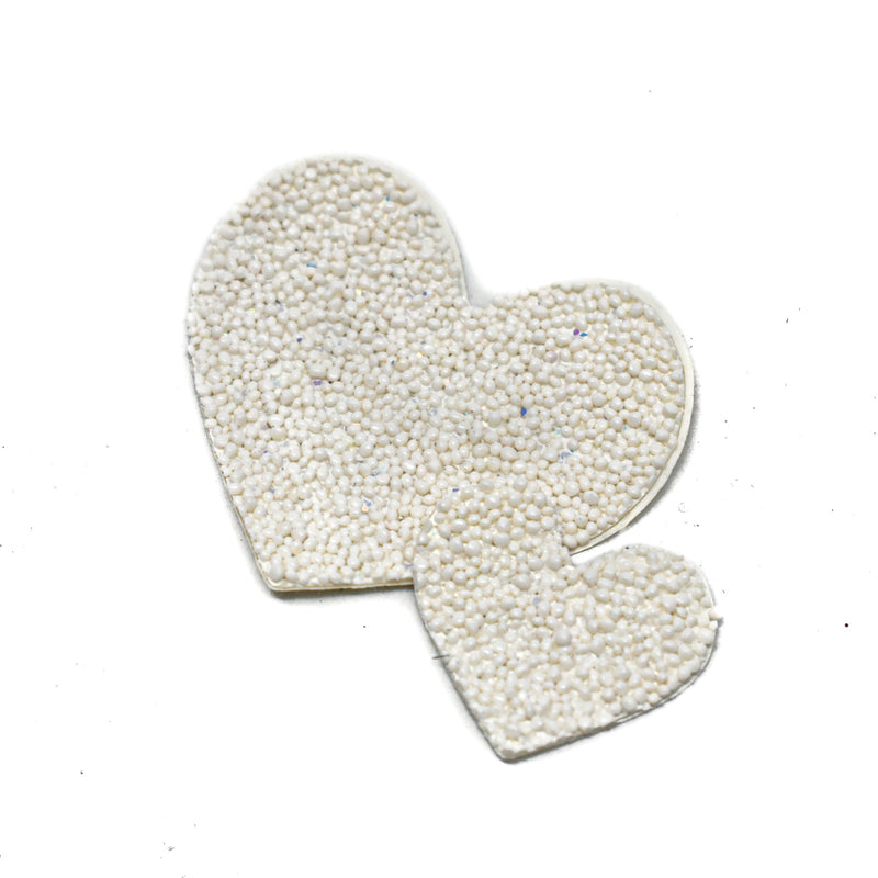 Embroidered Applique White Beaded Glitter Heart