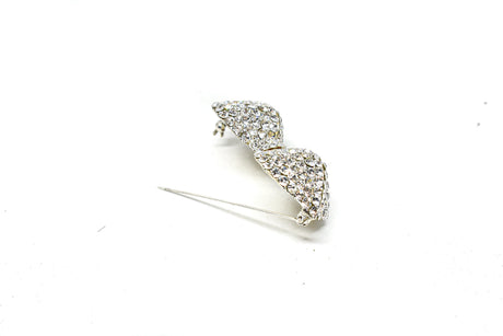 Rhinestone Bow Brooch Crystal 2.25 x 1.25