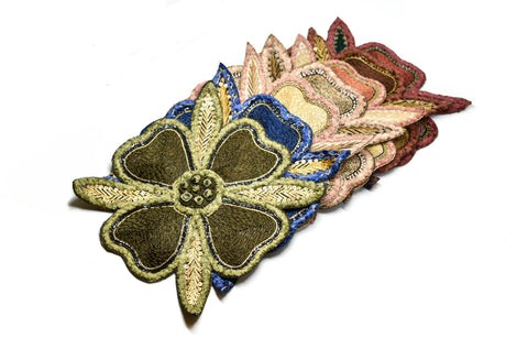 Beaded Floral Sew-On Applique 8x8