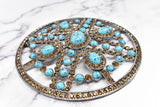 Rhinestone Buckle Turquoise Stone Circular 5.25"