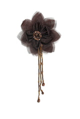 Organza Flower Piece with Beaded Fringe