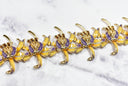 Rhinestone Iris Flower Applique 12 1/4" x 2"