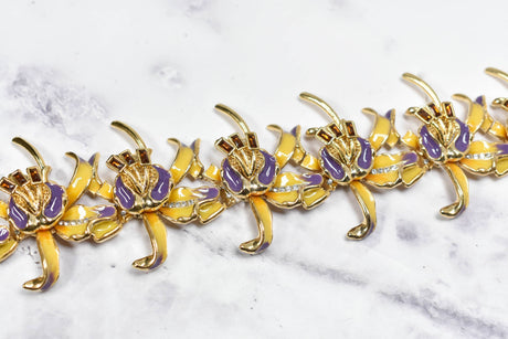 Rhinestone Iris Flower Applique 12 1/4" x 2"