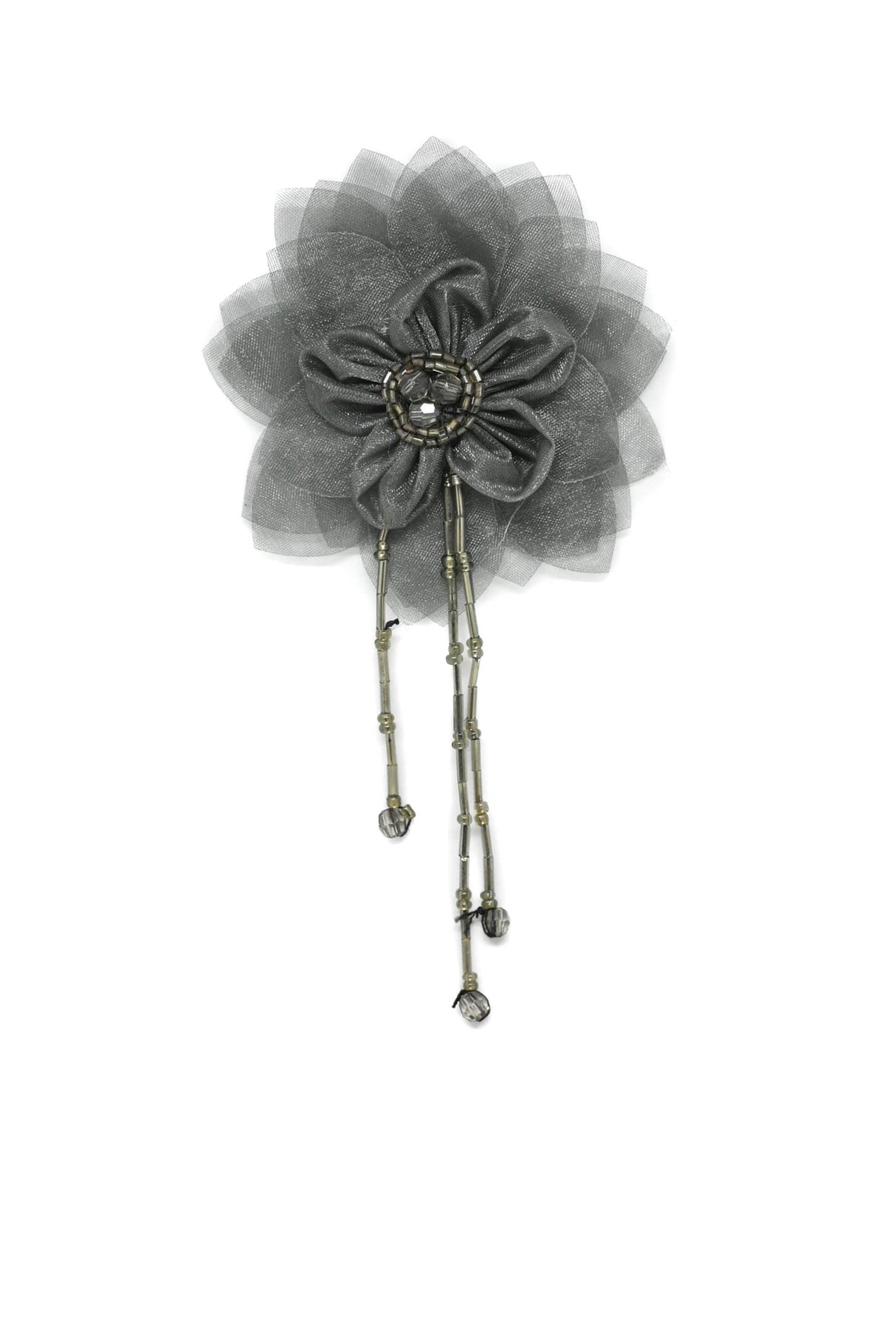 Organza Flower Piece with Beaded Fringe