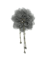 Organza Flower Piece with Beaded Fringe
