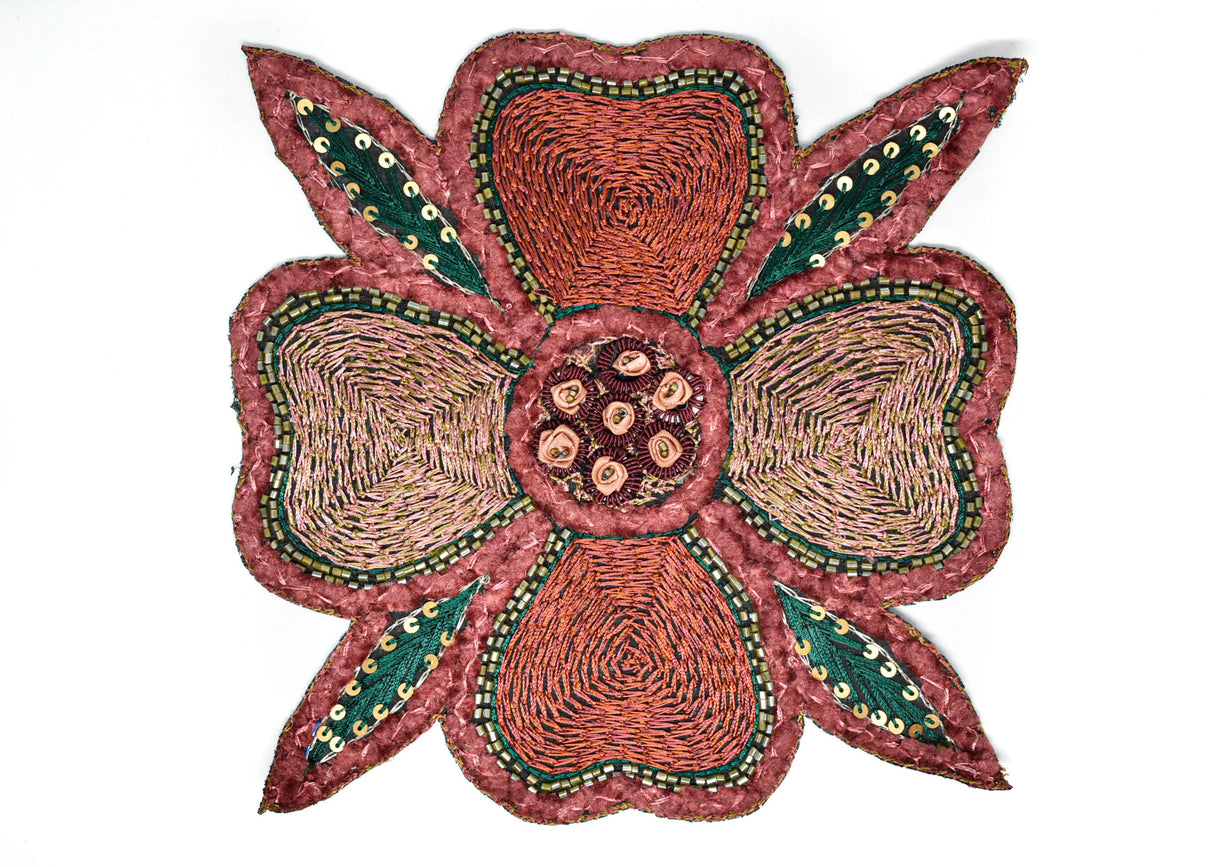 Beaded Floral Sew-On Applique 8x8