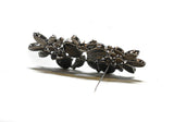 Brooch Pin Gunmetal Rhinestone Flower 3.75 x 1.50