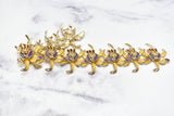 Rhinestone Iris Flower Applique 12 1/4" x 2"
