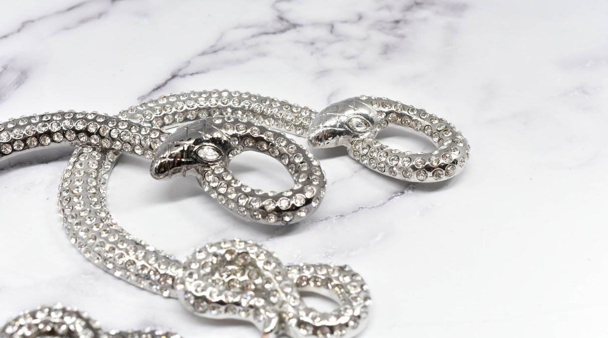Rhinestone Snake Buckle 4 1/8" x 3 3/4"