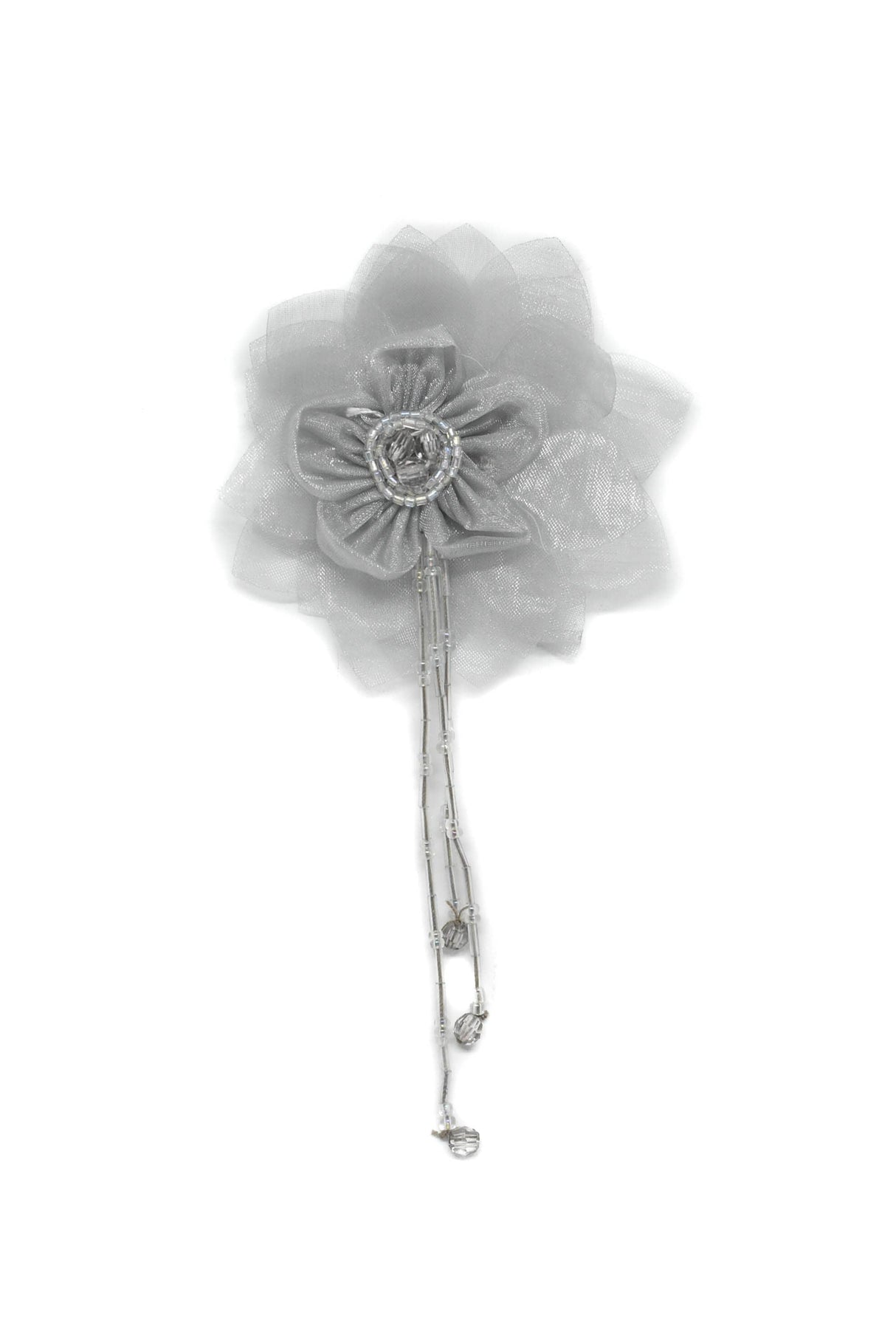 Organza Flower Piece with Beaded Fringe