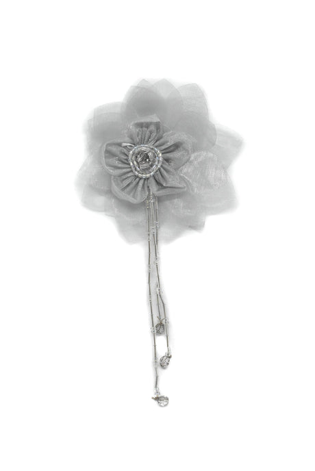 Organza Flower Piece with Beaded Fringe