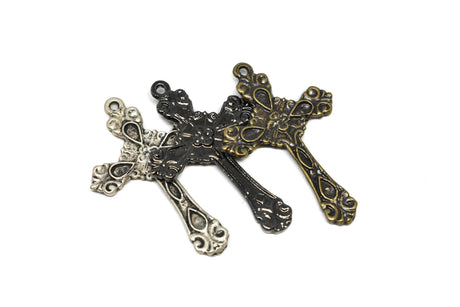 Decorative Floral Cross Pendant 2.13" x 1.45"