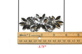 Brooch Pin Gunmetal Rhinestone Flower 3.75 x 1.50