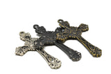 Decorative Floral Cross Pendant 2.13" x 1.45"