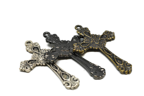 Decorative Floral Cross Pendant 2.13" x 1.45"