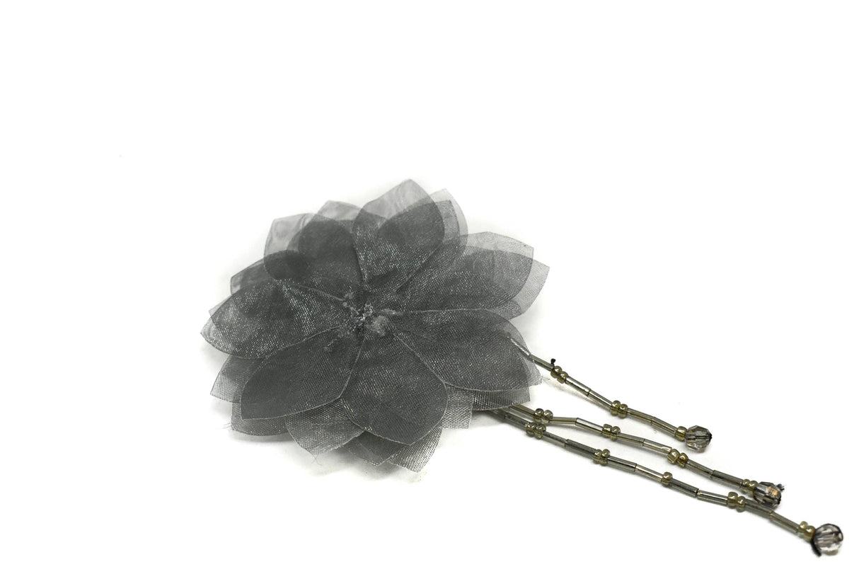 Organza Flower Piece with Beaded Fringe