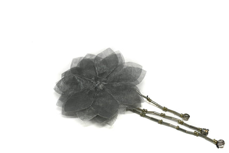 Organza Flower Piece with Beaded Fringe