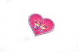 Iron-On Heart Applique Pink Butterfly 2.75 x 2
