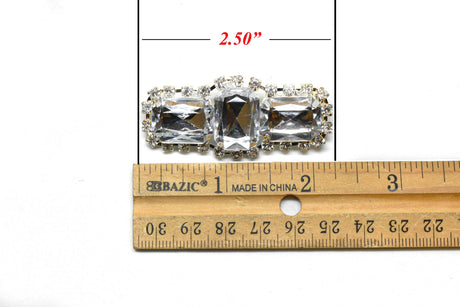Rhinestone Brooch Pin Chunky Rectangular 2.5in