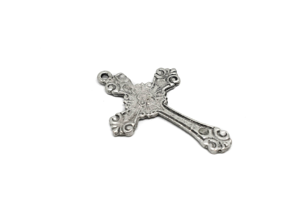 Decorative Floral Cross Pendant 2.13" x 1.45"
