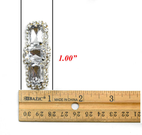 Rhinestone Brooch Pin Chunky Rectangular 2.5in
